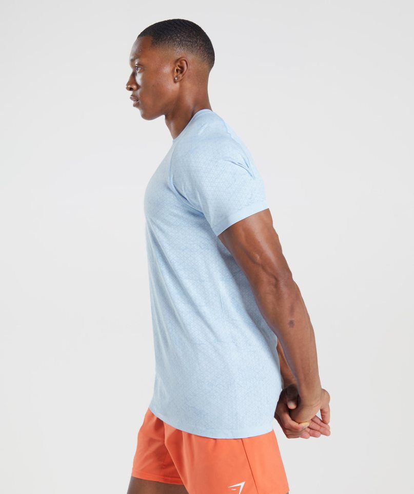 Men's Gymshark Geo Seamless T-Shirts Light Blue | NZ 4DUHKL